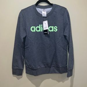 Adidas Women's "Dark Grey" Essentials Linear Crewneck Sweatshirt *NWT